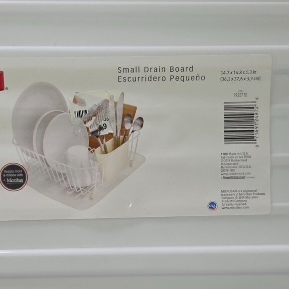 NWT - Rubbermaid Dish Drain Board w/Microban Technology, 14.2" x 14.8" x 1.3" - Picture 4 of 4